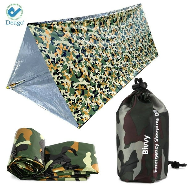 Camouflage Waterproof Reusable Emergency Sleeping Bag Thermal Survival Camping